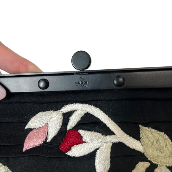 Gucci VINTAGE '03 Black Satin Pleated Multi Embroidered Tassel Mini Shoulder Bag - Picture 4 of 12